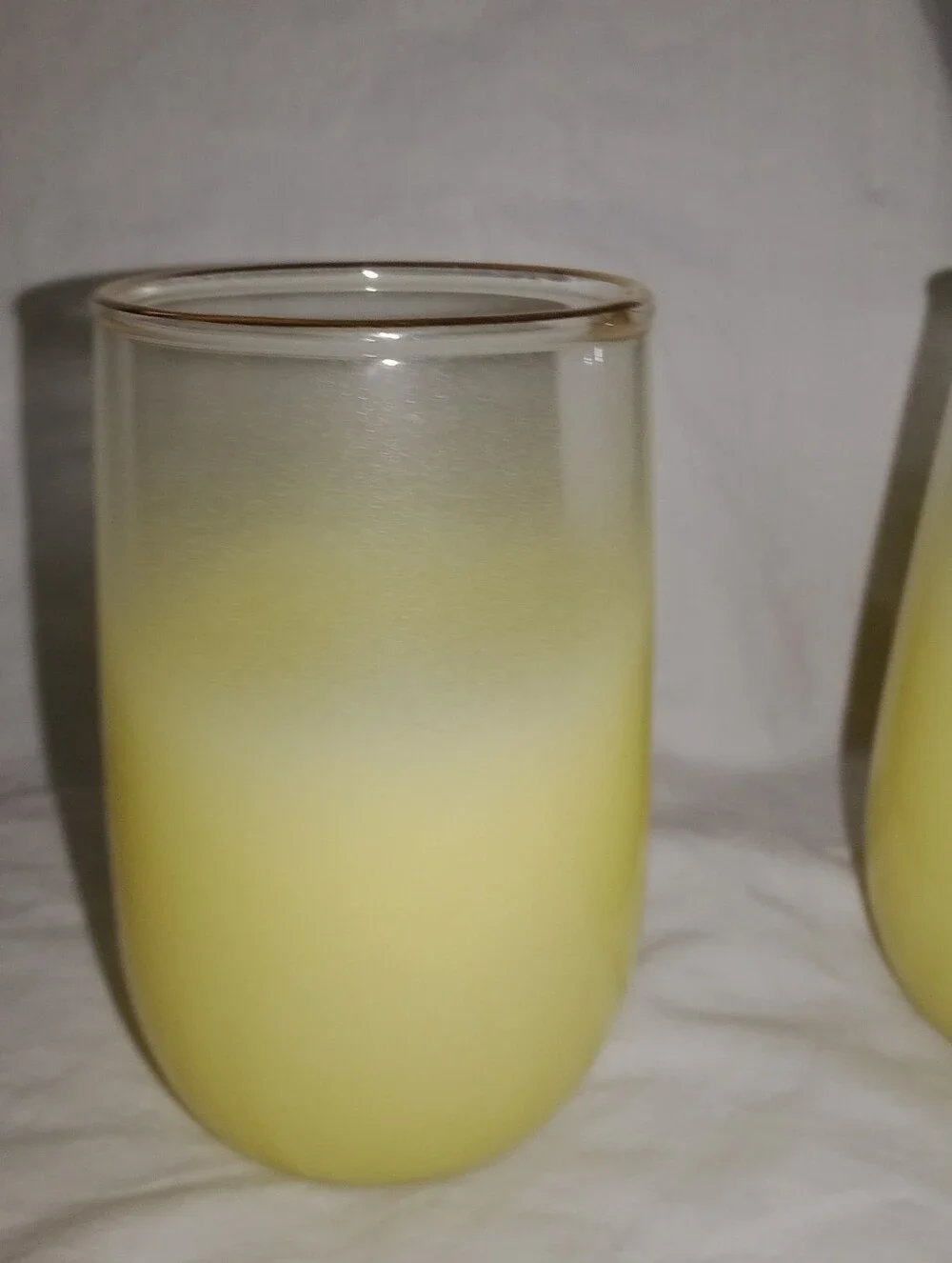 Vintage Blendo Yellow Frosted Juice Glasses Mid Century Set Of 3 MCM Drinkware